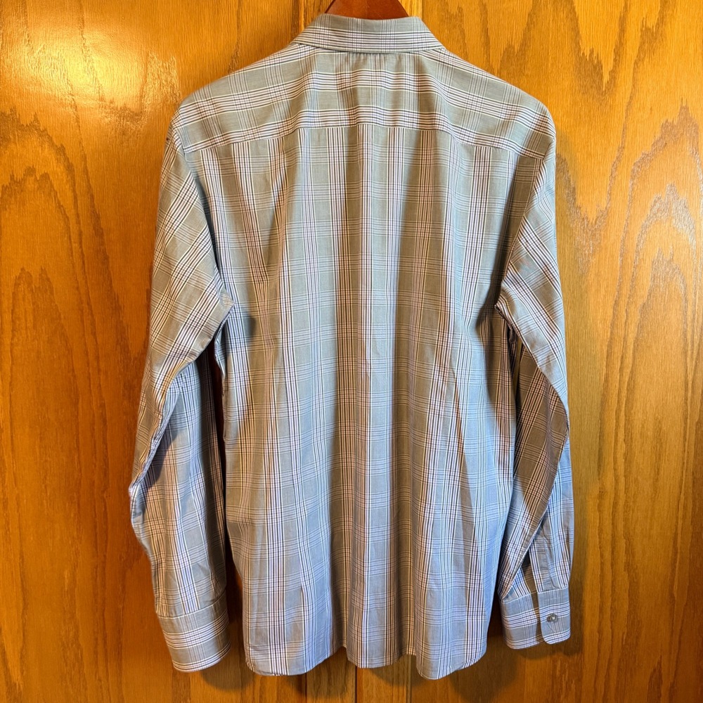 Hugo Boss Mens Slim Fit Plaid Long Sleeve Button Down Shirt Gray Purple Large - Picture 9 of 12